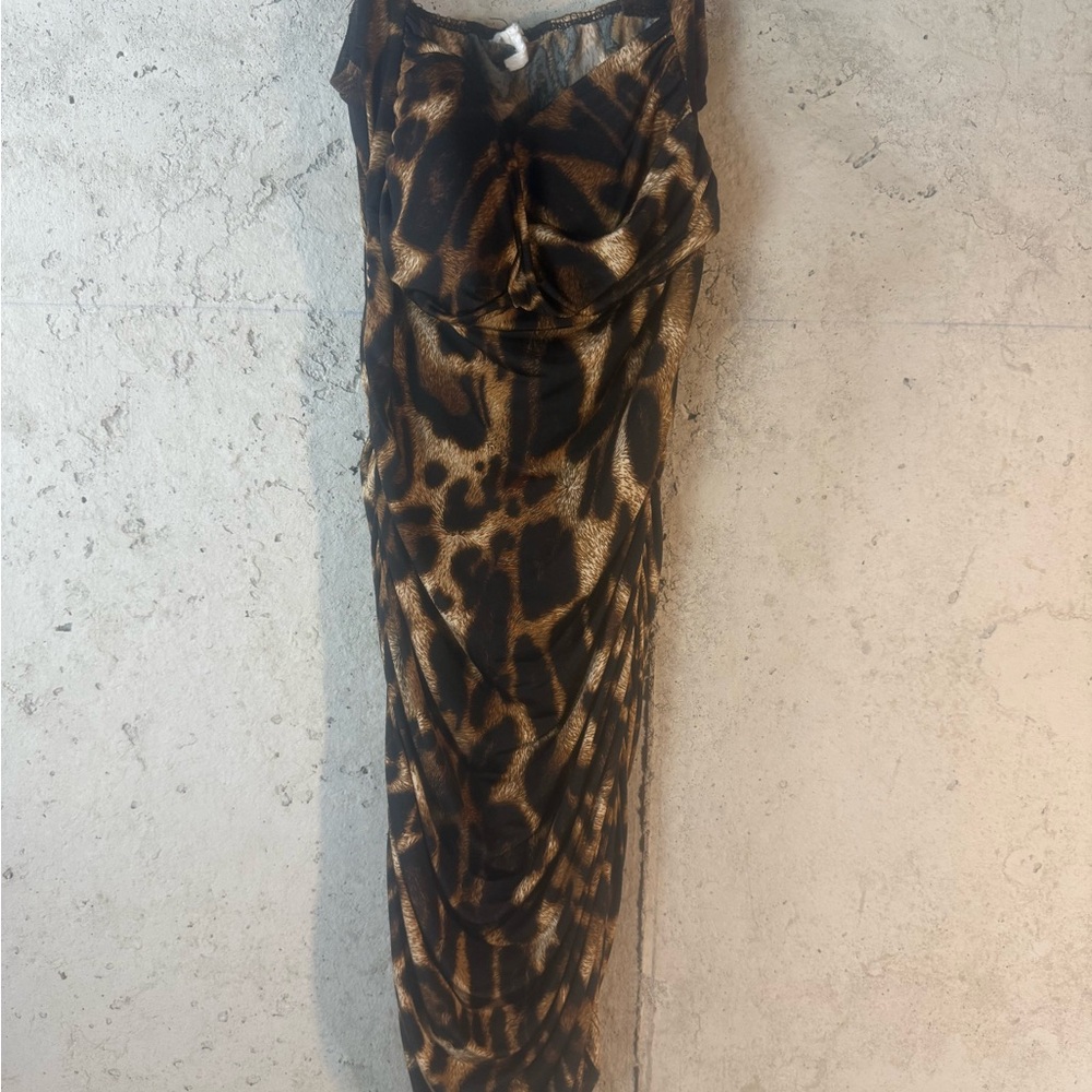 Leopard Print Ruched Dress